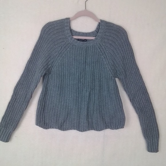 American Eagle Cotton Blend Chunky Knit Sweater‎ Size Large in Gray - Picture 1 of 10
